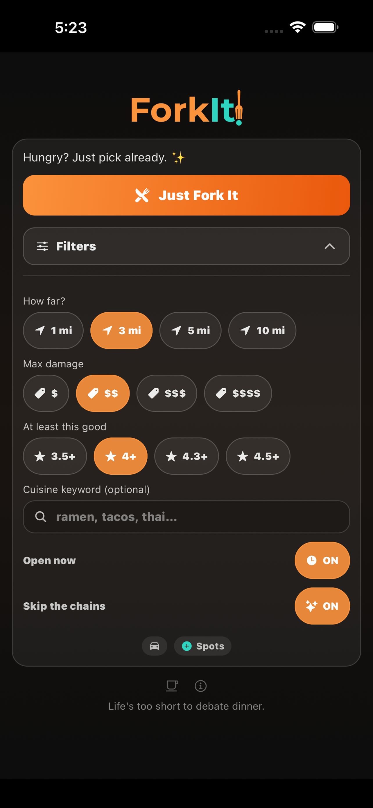 ForkIt filters